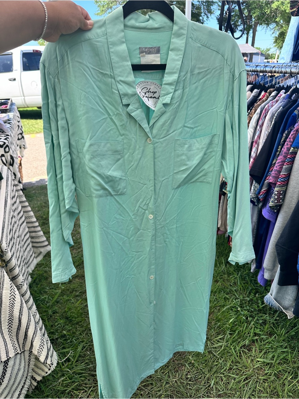 Esprit Seafoam Green Button-Up Shirt Dress
